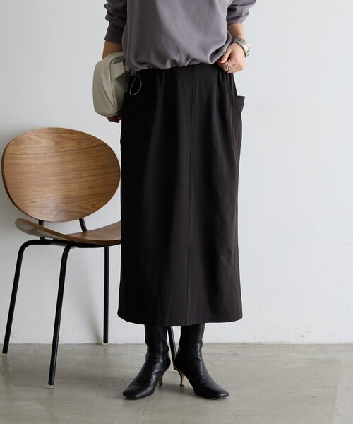 Jena espace merveilleux（ジェナ　エスパスメルヴェイユ）の「【WEB限定/伸縮性抜群◎】ストレッチナロースカート（スカート・レディース・アイボリー/ベージュ/ブラック・FREE）」の2枚目の写真