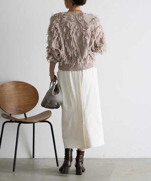 Jena espace merveilleux（ジェナ　エスパスメルヴェイユ）の「【WEB限定/伸縮性抜群◎】ストレッチナロースカート（スカート・レディース・アイボリー/ベージュ/ブラック・FREE）」の6枚目の写真