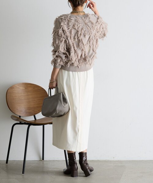 Jena espace merveilleux（ジェナ　エスパスメルヴェイユ）の「【WEB限定/伸縮性抜群◎】ストレッチナロースカート（スカート・レディース・アイボリー/ベージュ/ブラック・FREE）」の7枚目の写真