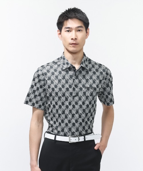 PING(ピン)の「ピン AZモノグラムジャカード半袖ポロシャツ(Tシャツ/カットソー・メンズ・ホワイト/ブラック・M/L/LL)」の2枚目の写真