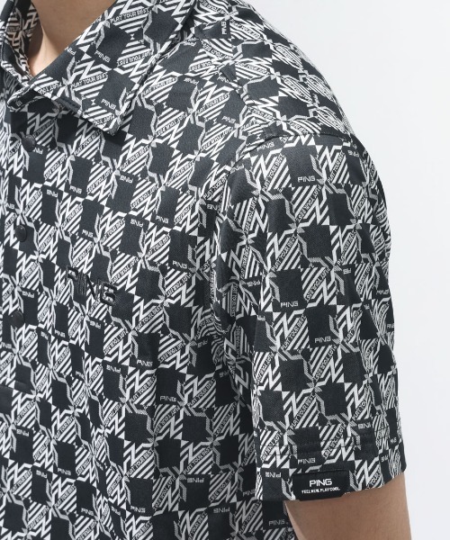 PING(ピン)の「ピン AZモノグラムジャカード半袖ポロシャツ(Tシャツ/カットソー・メンズ・ホワイト/ブラック・M/L/LL)」の5枚目の写真