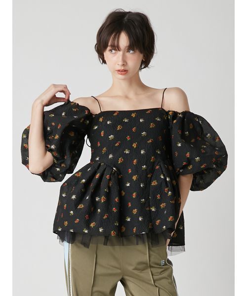 LILY BROWN（リリーブラウン）の「3way ペプラムトップス（シャツ/ブラウス・レディース・ライトグレー/ライトブルー/ブラック・F）」の4枚目の写真