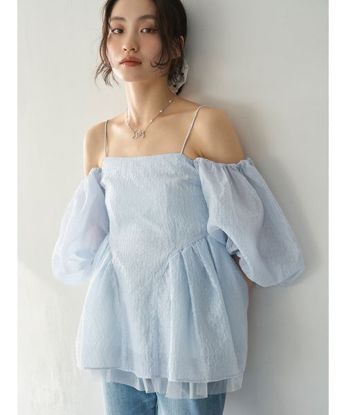 LILY BROWN（リリーブラウン）の「3way ペプラムトップス（シャツ/ブラウス・レディース・ライトグレー/ライトブルー/ブラック・F）」の6枚目の写真