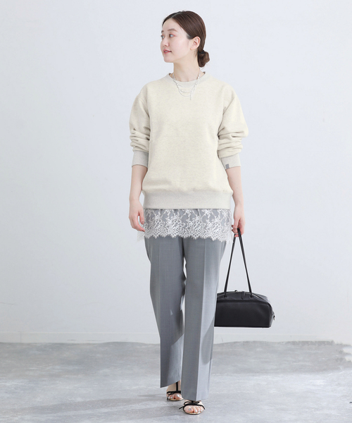 IENA（イエナ）の「《追加2》LOOPWHEELER for IENA 別注 C/N SWEAT スウェット（スウェット・レディース・チャコールグレー/アイボリー・FREE）」の6枚目の写真