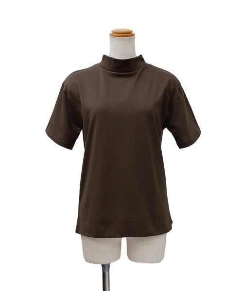 CLOTHY（クロシィ）の「【ジャケットの中にインナーにもgood！】TC天竺プチハイT（Tシャツ/カットソー・レディース・オフホワイト/グレー/ブラック/ブラウン・MEDIUM）」の8枚目の写真