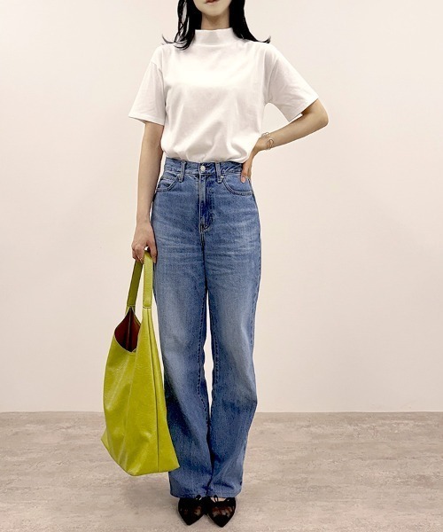 CLOTHY（クロシィ）の「【ジャケットの中にインナーにもgood！】TC天竺プチハイT（Tシャツ/カットソー・レディース・オフホワイト/グレー/ブラック/ブラウン・MEDIUM）」の18枚目の写真