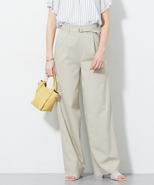 slattgir(スラットジール)の「高身長 ハイパーストレッチベルト付パンツ(接触冷感・UVカット)(トールサイズ)(その他パンツ・レディース・ブラック/ベージュ・T3L/TLL/TM/T5L/T4L/TL)」の1枚目の写真