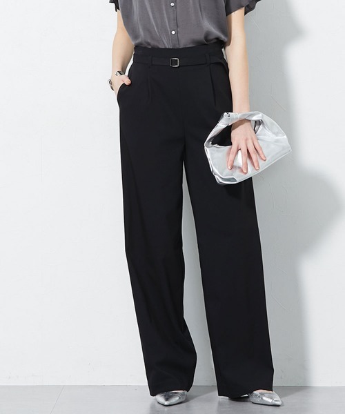 slattgir(スラットジール)の「高身長 ハイパーストレッチベルト付パンツ(接触冷感・UVカット)(トールサイズ)(その他パンツ・レディース・ブラック/ベージュ・T3L/TLL/TM/T5L/T4L/TL)」の2枚目の写真