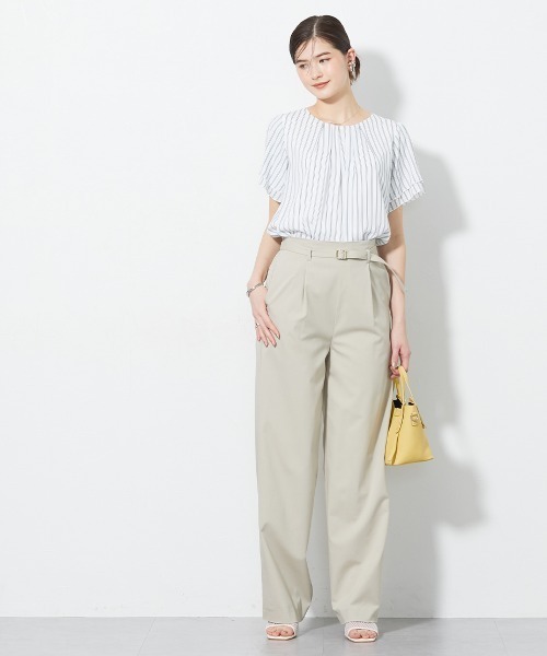 slattgir(スラットジール)の「高身長 ハイパーストレッチベルト付パンツ(接触冷感・UVカット)(トールサイズ)(その他パンツ・レディース・ブラック/ベージュ・T3L/TLL/TM/T5L/T4L/TL)」の9枚目の写真