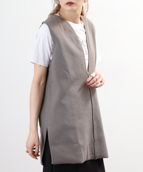 FUNALIVE(ファンアライブ)の「comoely closet 揺れる深Vニットジレ(その他トップス・レディース・ブラック/ブラウン・S-M/L-XL)」の14枚目の写真