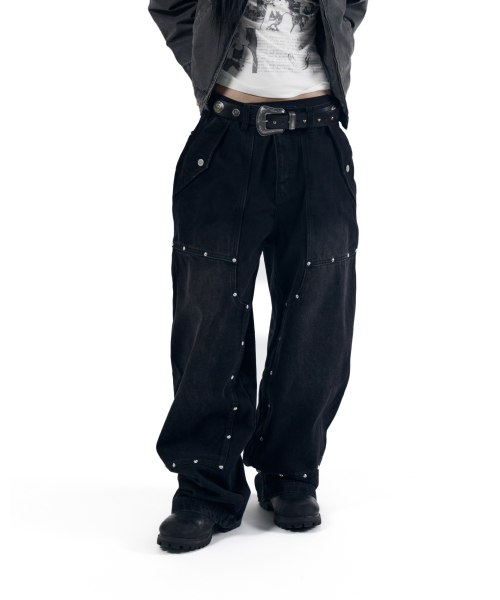 AAKAM(アーカム)の「Steve Double Knee Denim Pants (Black)(デニムパンツ・レディース・その他・1/2)」の4枚目の写真