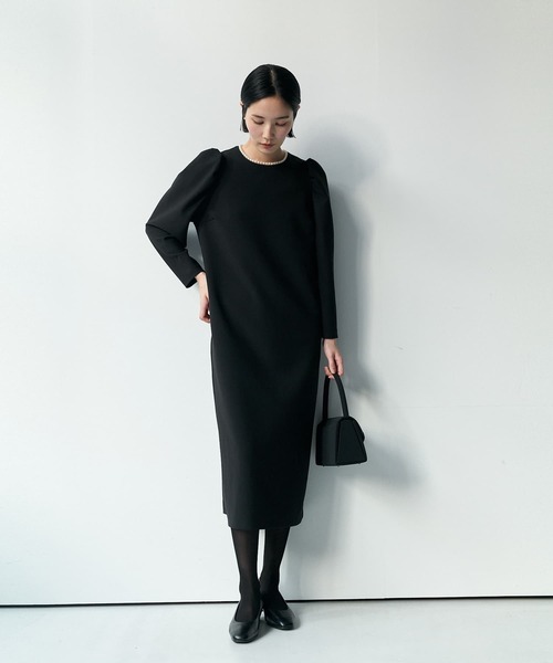 Brown&Street(ブラウンアンドストリート)の「【Refine】パフスリーブワンピース(ワンピース・レディース・ブラック/ナチュラル・FREE/L~LL)」の2枚目の写真