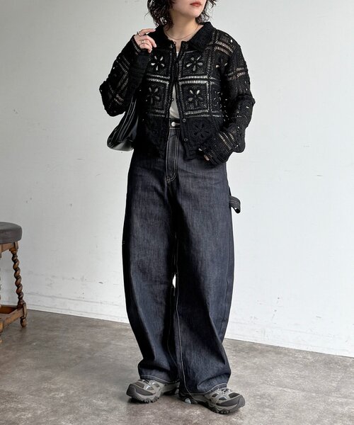 CPCM（シーピーシーエム）の「襟付きクロシェカーディガン（シャツ/ブラウス・レディース・アイボリー/ブラック・FREE）」の17枚目の写真