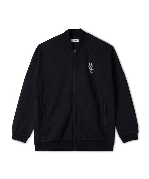 Pacific GOLF CLUB（パシフィックゴルフクラブ）の「【WOMEN】EMBOSS JQ ZIP BLOUSON（ブルゾン・レディース・ベージュ/ブラック・FREE）」の2枚目の写真