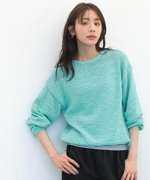 【貴島明日香さん着用・大人のリラックススタイル】テープヤーン ボートネックニット