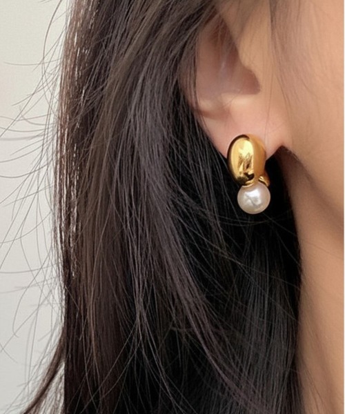 yu-ka（ユーカ）の「YU-KA:パールキャッチ 2WAYピアス Pearl catch 2way pierce（ピアス（両耳用）・レディース・シルバー/ゴールド・FREE）」の2枚目の写真