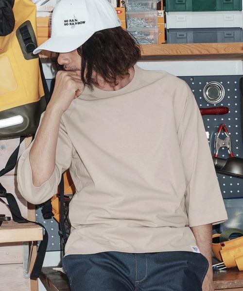 No Rain No Rainbow（ノーレインノーレインボー）の「mt10387-half sleeve T-shirt ラグランスリーブカットソー(NR26S-26)（Tシャツ/カットソー・メンズ・ストーン/ホワイト/ブラック・L/XL/M/S）」の16枚目の写真