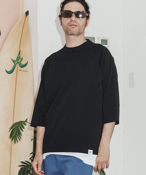 No Rain No Rainbow（ノーレインノーレインボー）の「mt10387-half sleeve T-shirt ラグランスリーブカットソー(NR26S-26)（Tシャツ/カットソー・メンズ・ストーン/ホワイト/ブラック・L/XL/M/S）」の19枚目の写真
