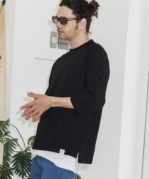 No Rain No Rainbow（ノーレインノーレインボー）の「mt10387-half sleeve T-shirt ラグランスリーブカットソー(NR26S-26)（Tシャツ/カットソー・メンズ・ストーン/ホワイト/ブラック・L/XL/M/S）」の20枚目の写真