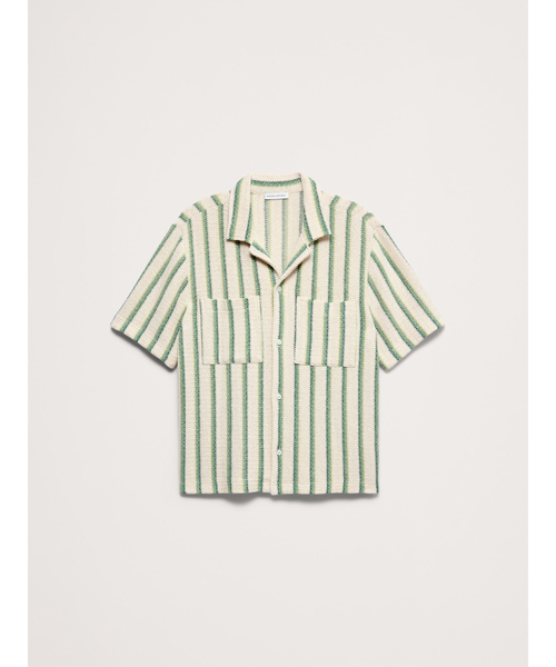 Banana Republic（バナナリパブリック）の「ストライプ ニット リゾートシャツ（シャツ/ブラウス・メンズ・グリーン・XL/L/M/S）」の4枚目の写真