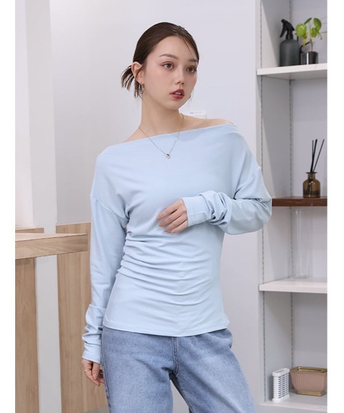 fifth（フィフス）の「サイドギャザーレディーカットソー（Tシャツ/カットソー・レディース・ライトブルー/ピンク/ブラック・M）」の3枚目の写真