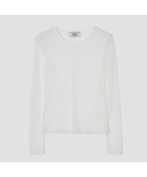 ROLAROLA(ロラロラ)の「DOT SHEER LONG SLEEVE WHITE(Tシャツ/カットソー・レディース・ホワイト・SMALL/MEDIUM)」の1枚目の写真