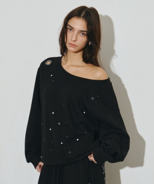 Midnight Move(ミッドナイトムーブ)の「A'GEM/9 × .kom 『MIDNIGHT MOVE/ミッドナイトムーブ』 eyelet mtm /アイレットスウェットシャツ(スウェット・レディース・ブラック/グレー・FREE)」の10枚目の写真