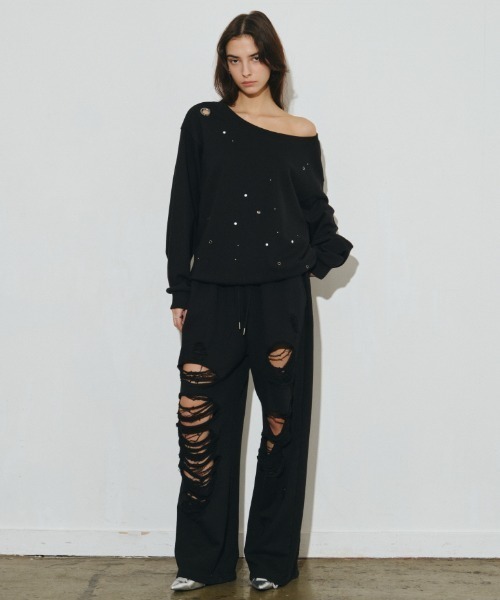 Midnight Move(ミッドナイトムーブ)の「A'GEM/9 × .kom 『MIDNIGHT MOVE/ミッドナイトムーブ』 eyelet mtm /アイレットスウェットシャツ(スウェット・レディース・ブラック/グレー・FREE)」の11枚目の写真