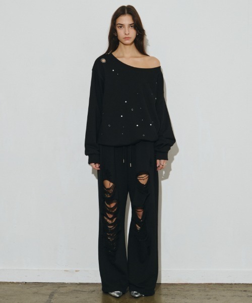 Midnight Move(ミッドナイトムーブ)の「A'GEM/9 × .kom 『MIDNIGHT MOVE/ミッドナイトムーブ』 eyelet mtm /アイレットスウェットシャツ(スウェット・レディース・ブラック/グレー・FREE)」の12枚目の写真
