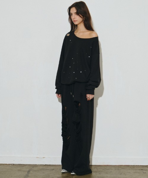 Midnight Move(ミッドナイトムーブ)の「A'GEM/9 × .kom 『MIDNIGHT MOVE/ミッドナイトムーブ』 eyelet mtm /アイレットスウェットシャツ(スウェット・レディース・ブラック/グレー・FREE)」の13枚目の写真