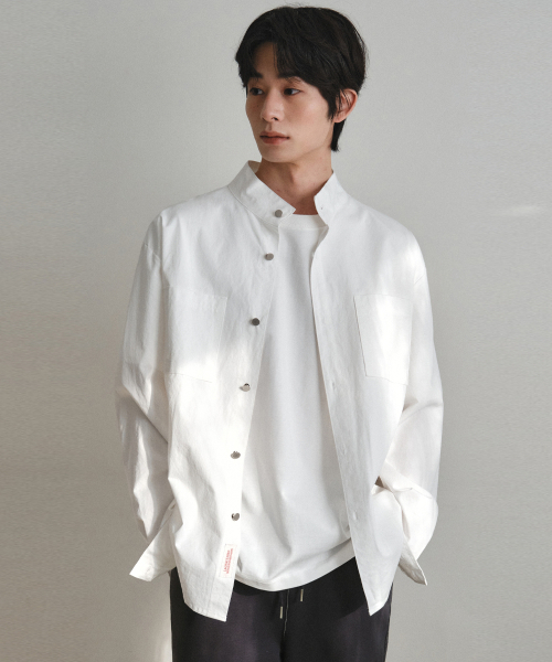WEDNESDAY OASIS(ウェンズデーオアシス)の「ハイネックスイングシャツジャケット_IVORY(W26SH02)(その他アウター・メンズ・アイボリー・MEDIUM/LARGE)」の1枚目の写真