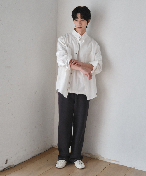 WEDNESDAY OASIS(ウェンズデーオアシス)の「ハイネックスイングシャツジャケット_IVORY(W26SH02)(その他アウター・メンズ・アイボリー・MEDIUM/LARGE)」の2枚目の写真