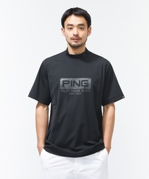 ピン  ピンホールメッシュ半袖ハイネックシャツ