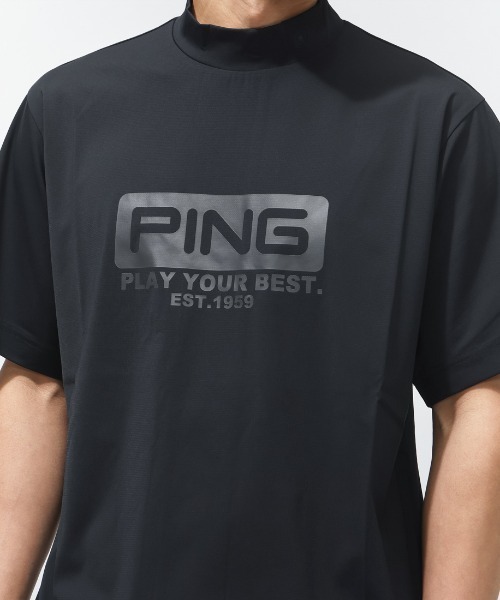 PING（ピン）の「ピン  ピンホールメッシュ半袖ハイネックシャツ（Tシャツ/カットソー・メンズ・グレー/ベージュ/ブラック・3L/LL/L/M/S）」の8枚目の写真