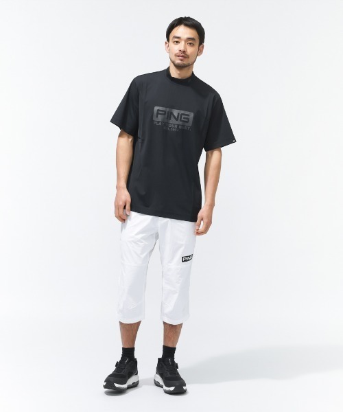 PING（ピン）の「ピン  ピンホールメッシュ半袖ハイネックシャツ（Tシャツ/カットソー・メンズ・グレー/ベージュ/ブラック・3L/LL/L/M/S）」の7枚目の写真
