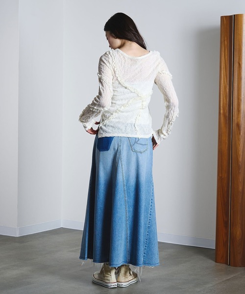 ROSE BUD（ローズバッド）の「FRILL LACE TOP（Tシャツ/カットソー・レディース・オフホワイト/ライトグリーン/ブラック・ONE SIZE）」の11枚目の写真