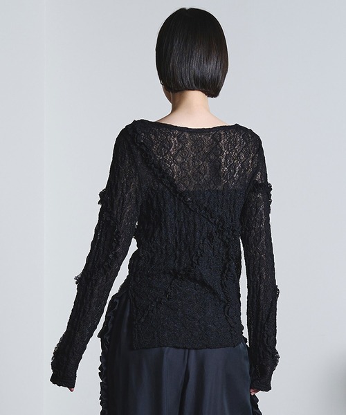 ROSE BUD（ローズバッド）の「FRILL LACE TOP（Tシャツ/カットソー・レディース・オフホワイト/ライトグリーン/ブラック・ONE SIZE）」の15枚目の写真