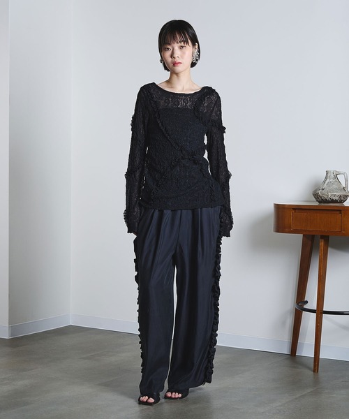 ROSE BUD（ローズバッド）の「FRILL LACE TOP（Tシャツ/カットソー・レディース・オフホワイト/ライトグリーン/ブラック・ONE SIZE）」の16枚目の写真