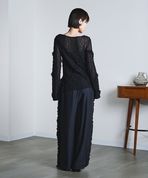 ROSE BUD（ローズバッド）の「FRILL LACE TOP（Tシャツ/カットソー・レディース・オフホワイト/ライトグリーン/ブラック・ONE SIZE）」の18枚目の写真