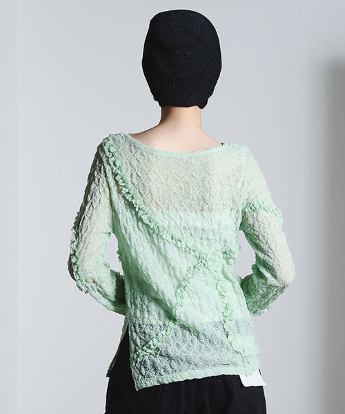 ROSE BUD（ローズバッド）の「FRILL LACE TOP（Tシャツ/カットソー・レディース・オフホワイト/ライトグリーン/ブラック・ONE SIZE）」の22枚目の写真