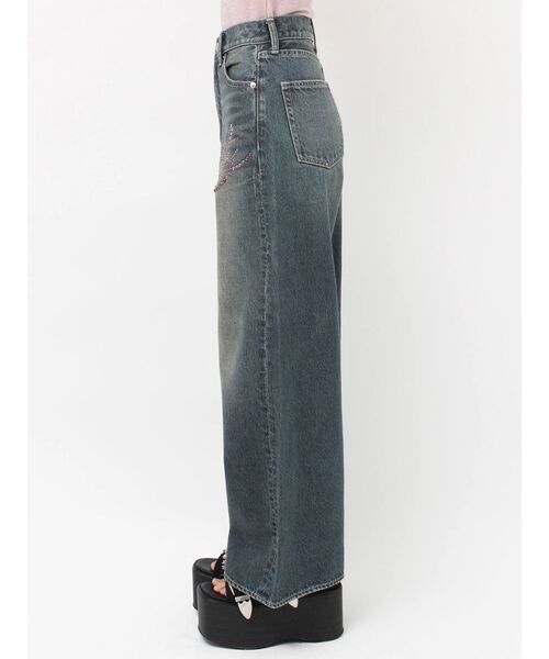 EVRIS(エヴリス)の「ハイウエストラインストーンワイドデニムパンツ 春服(デニムパンツ・レディース・インディゴブルー/ベージュ/ライトブルー・SMALL/MEDIUM)」の15枚目の写真