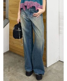 EVRIS（エヴリス）の「ラインストーンワイドデニムパンツ（デニムパンツ）」