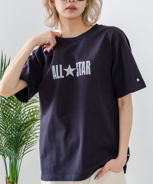 CONVERSE(コンバース)の「【CONVERSE/コンバース】【ヴィンテージ風立体ロゴ】オールスター フロッキーTシャツ 綿100% 古着MIX(Tシャツ/カットソー・レディース・ネイビー/ホワイト/ブラック・LARGE/MEDIUM)」の3枚目の写真