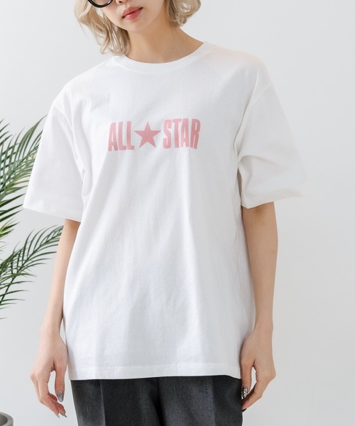 CONVERSE(コンバース)の「【CONVERSE/コンバース】【ヴィンテージ風立体ロゴ】オールスター フロッキーTシャツ 綿100% 古着MIX(Tシャツ/カットソー・レディース・ネイビー/ホワイト/ブラック・LARGE/MEDIUM)」の1枚目の写真