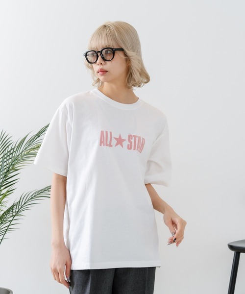 CONVERSE(コンバース)の「【CONVERSE/コンバース】【ヴィンテージ風立体ロゴ】オールスター フロッキーTシャツ 綿100% 古着MIX(Tシャツ/カットソー・レディース・ネイビー/ホワイト/ブラック・LARGE/MEDIUM)」の6枚目の写真