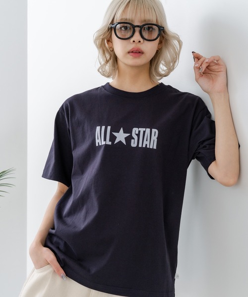 CONVERSE(コンバース)の「【CONVERSE/コンバース】【ヴィンテージ風立体ロゴ】オールスター フロッキーTシャツ 綿100% 古着MIX(Tシャツ/カットソー・レディース・ネイビー/ホワイト/ブラック・LARGE/MEDIUM)」の4枚目の写真