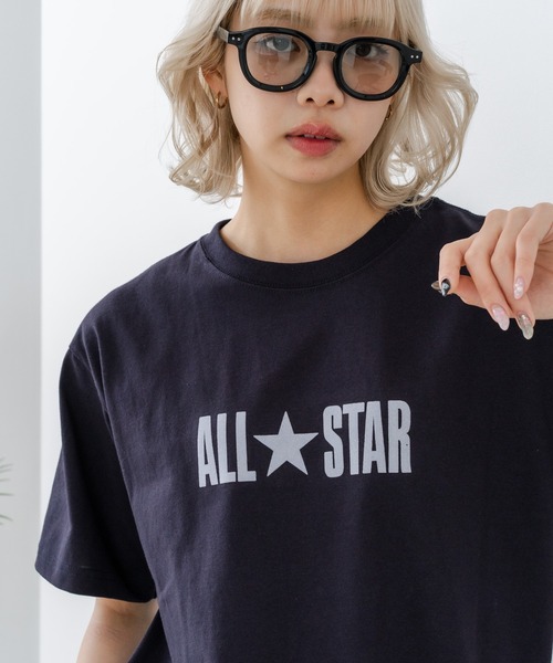 CONVERSE(コンバース)の「【CONVERSE/コンバース】【ヴィンテージ風立体ロゴ】オールスター フロッキーTシャツ 綿100% 古着MIX(Tシャツ/カットソー・レディース・ネイビー/ホワイト/ブラック・LARGE/MEDIUM)」の5枚目の写真