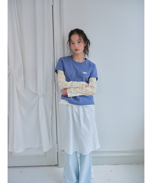 MUWM(ムウム)の「ドリーミー レイヤードティー Dreamy Layered Tee (Blue)(Tシャツ/カットソー・レディース・ブルー・OS)」の3枚目の写真