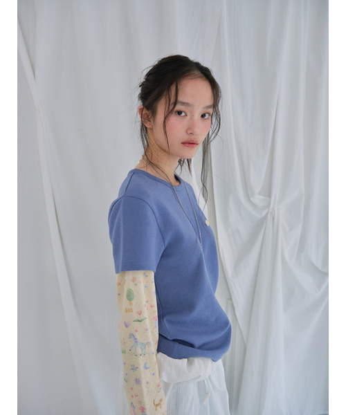 MUWM(ムウム)の「ドリーミー レイヤードティー Dreamy Layered Tee (Blue)(Tシャツ/カットソー・レディース・ブルー・OS)」の4枚目の写真