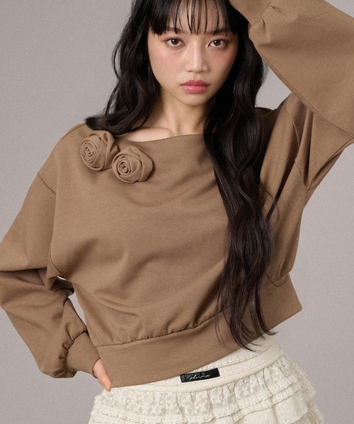 apres jour mignon(アプレジュールミニョン)の「バラモチーフトップス(スウェット・レディース・ブラック/モカ/オフホワイト・LARGE/フリー)」の17枚目の写真